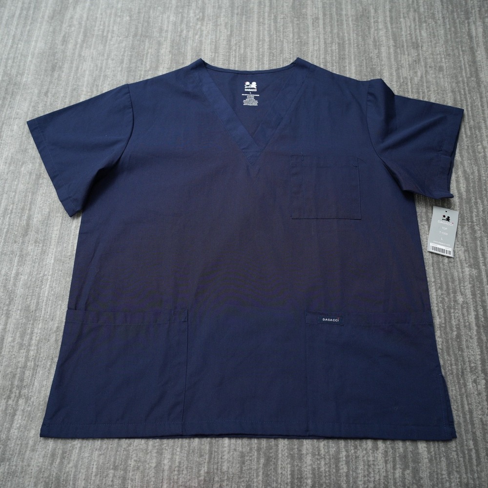 Dagacci Scrubs Medical Uniform Women and Men Scrubs Shirts Medical Top Blue‎ L
